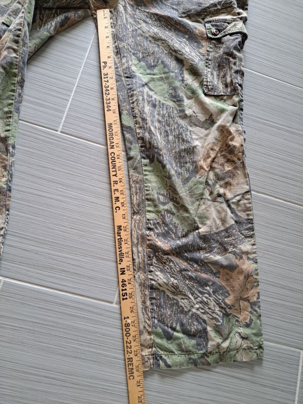 Vintage Woolrich Camo Cargo Pants Adjustable Waist Pockets Mens 36" Leaf Tree - Picture 12 of 13